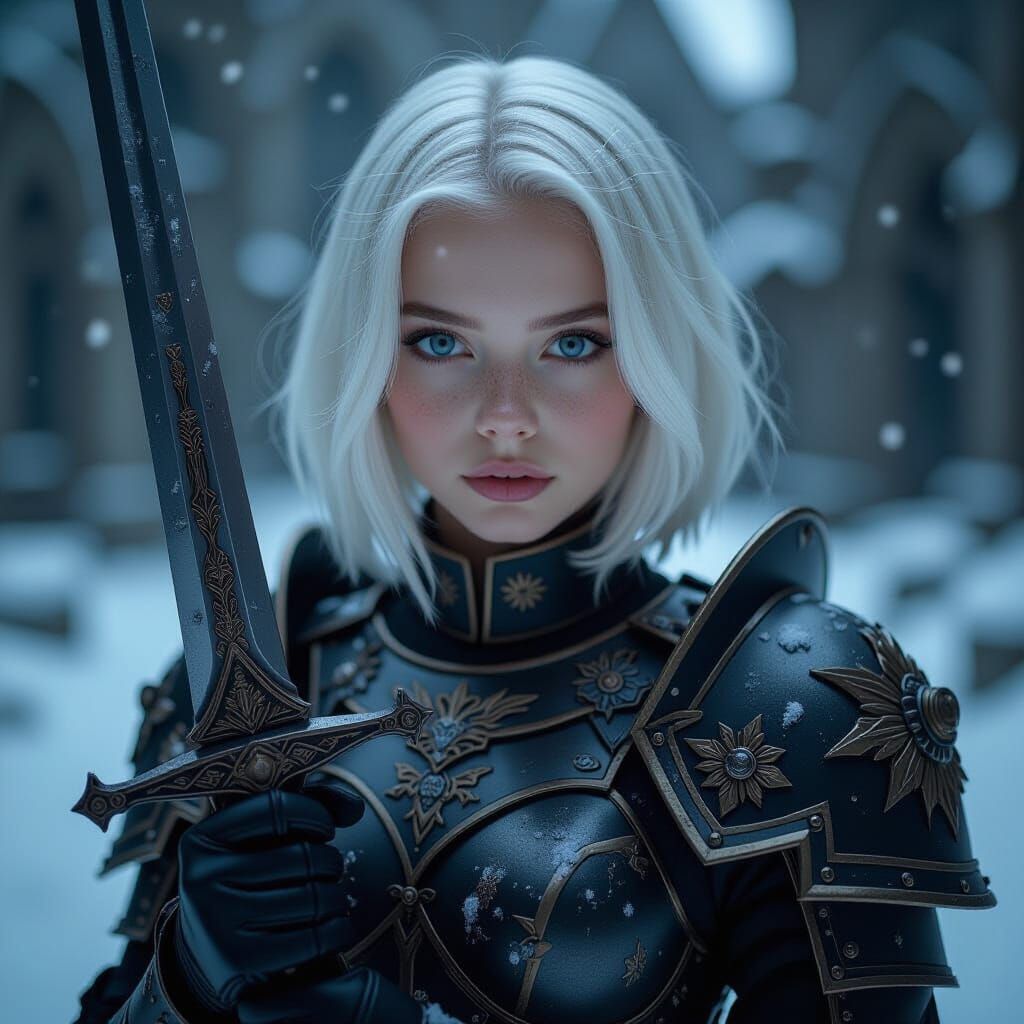 Warhammer Battle Sister Trainee in Gothic Ruins