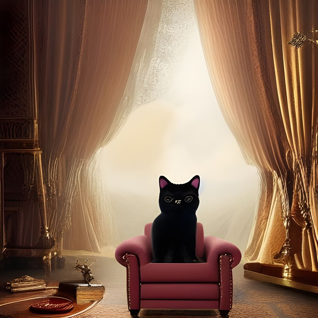 Cute Cat Poses in Renaissance Armchair