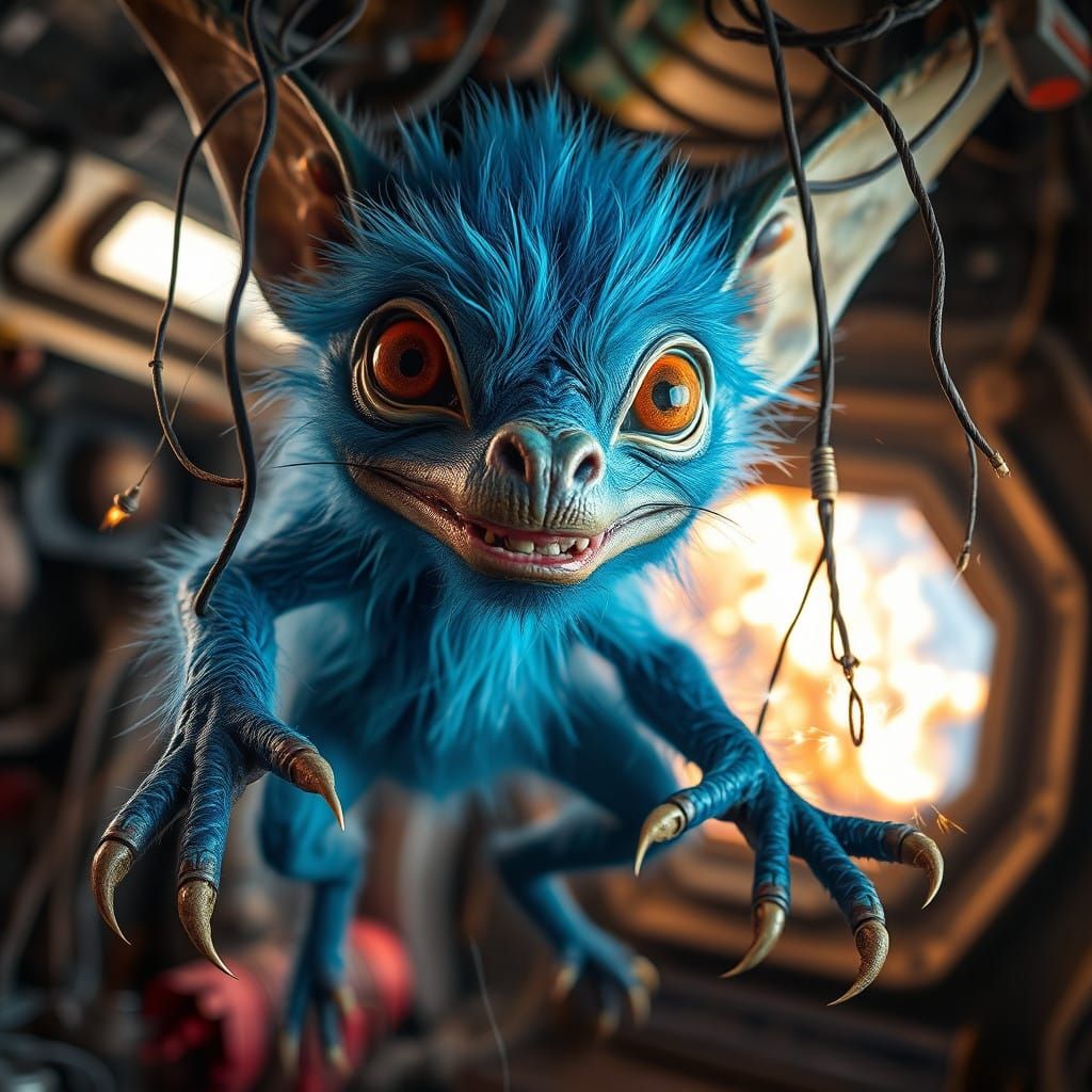 Cosmic Trickster with Iridescent Fur and Razor-Sharp Claws