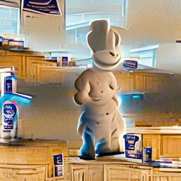 Pillsbury Dough Boy on Kitchen Counter