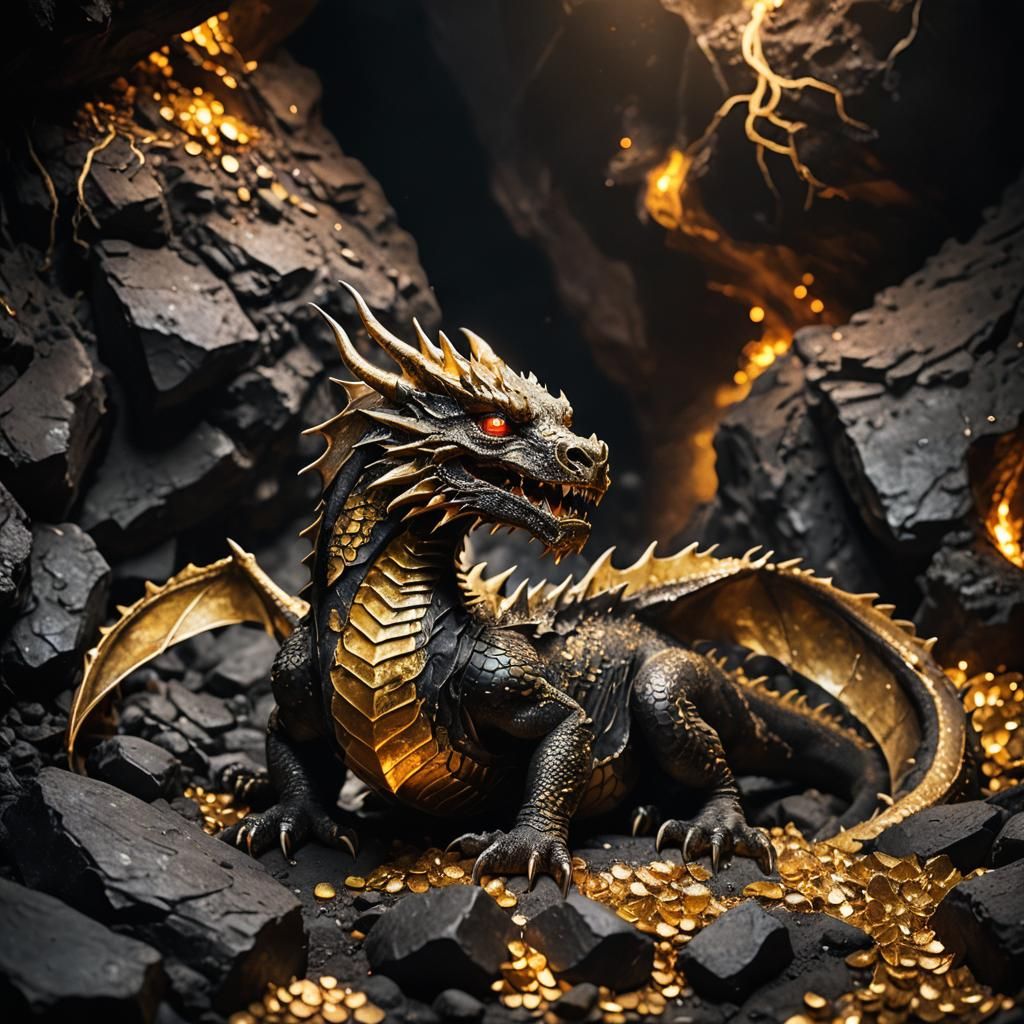 Realistic Dragon on Gold: Wildlife Photography