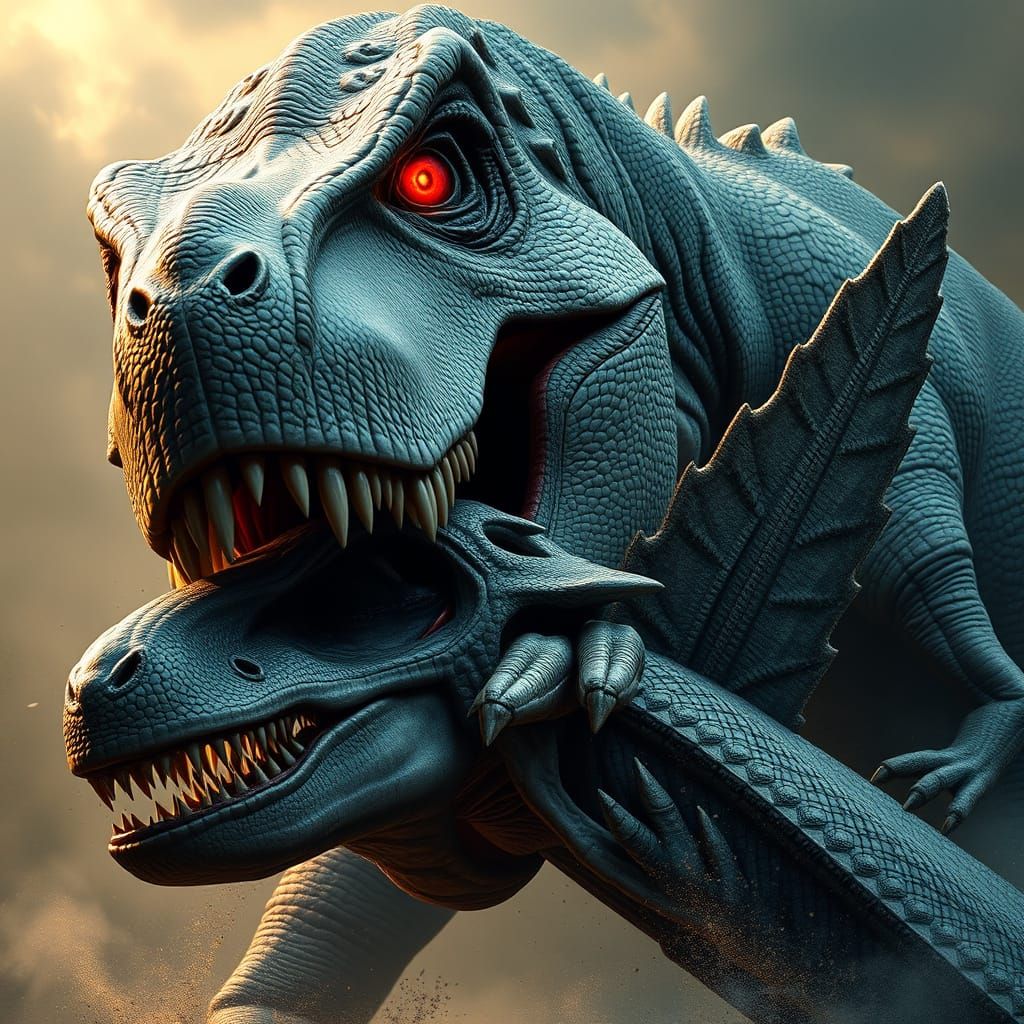 Colossal T-Rex Engulfs Spinosaurus in Primal Clash