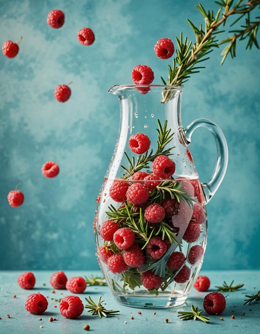 Raspberries and Rosemary Still Life Photograph