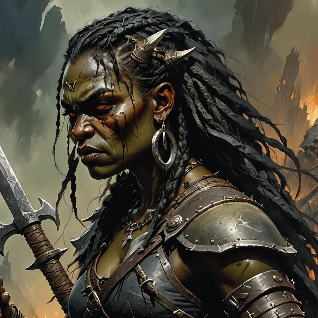 Dark Fantasy Orc Warrior Portrait