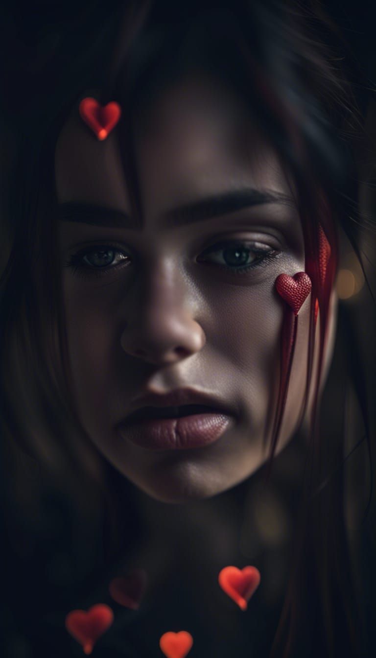 Image of Broken Hearts and Sadness in Dark Bokeh
