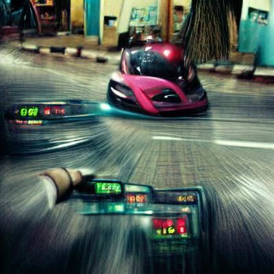 Cyberpunk Sports Car Races Through Neon City