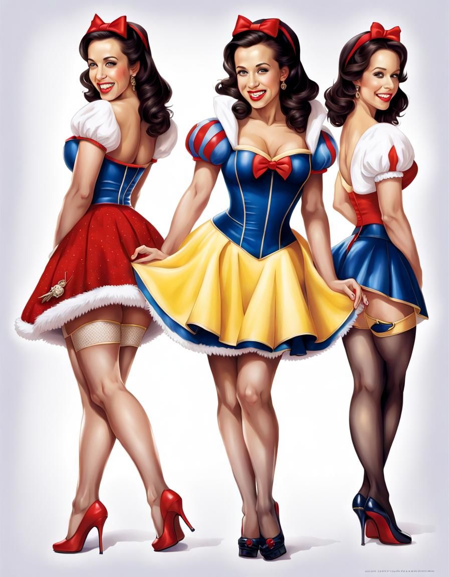 Snow White Pin-Up Fusion: Classic Meets Vintage Allure