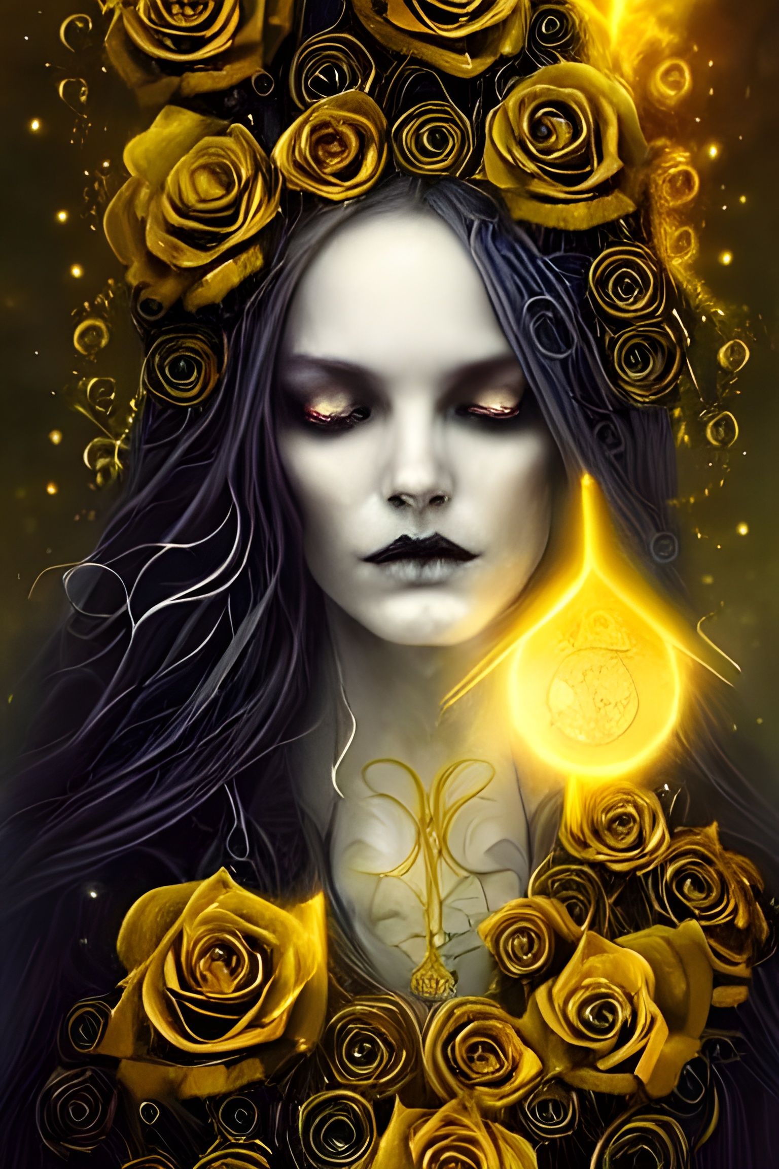 Cosmic Goddess of Good and Evil in Gothic Style