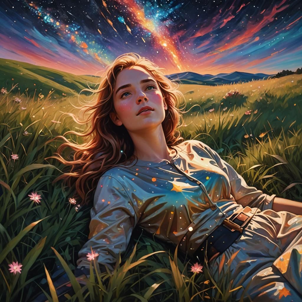 Stargazer's Dream: Oil Painting in Van Gogh Style