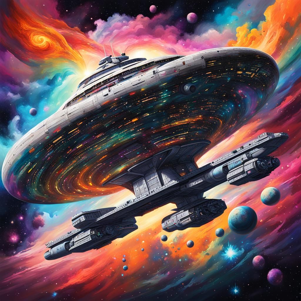 Enterprise in Nebula: Graffiti Art Style