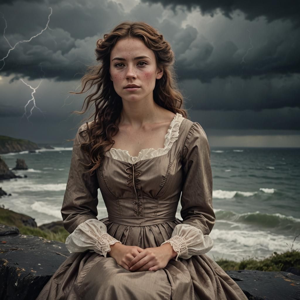 19th Century Woman in Stormy Portrait