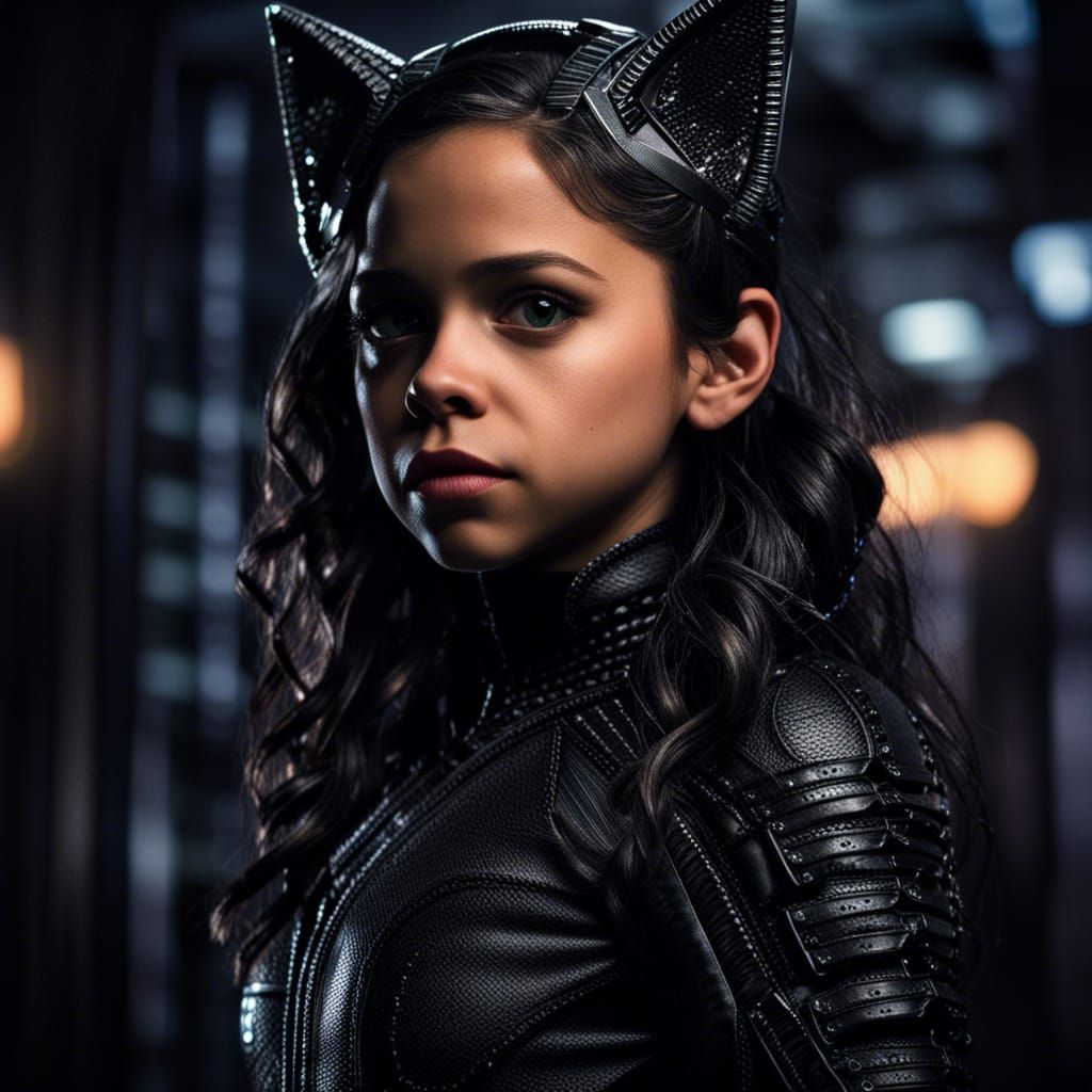 Hyperrealistic Catwoman Portrait with Cinematic Lighting