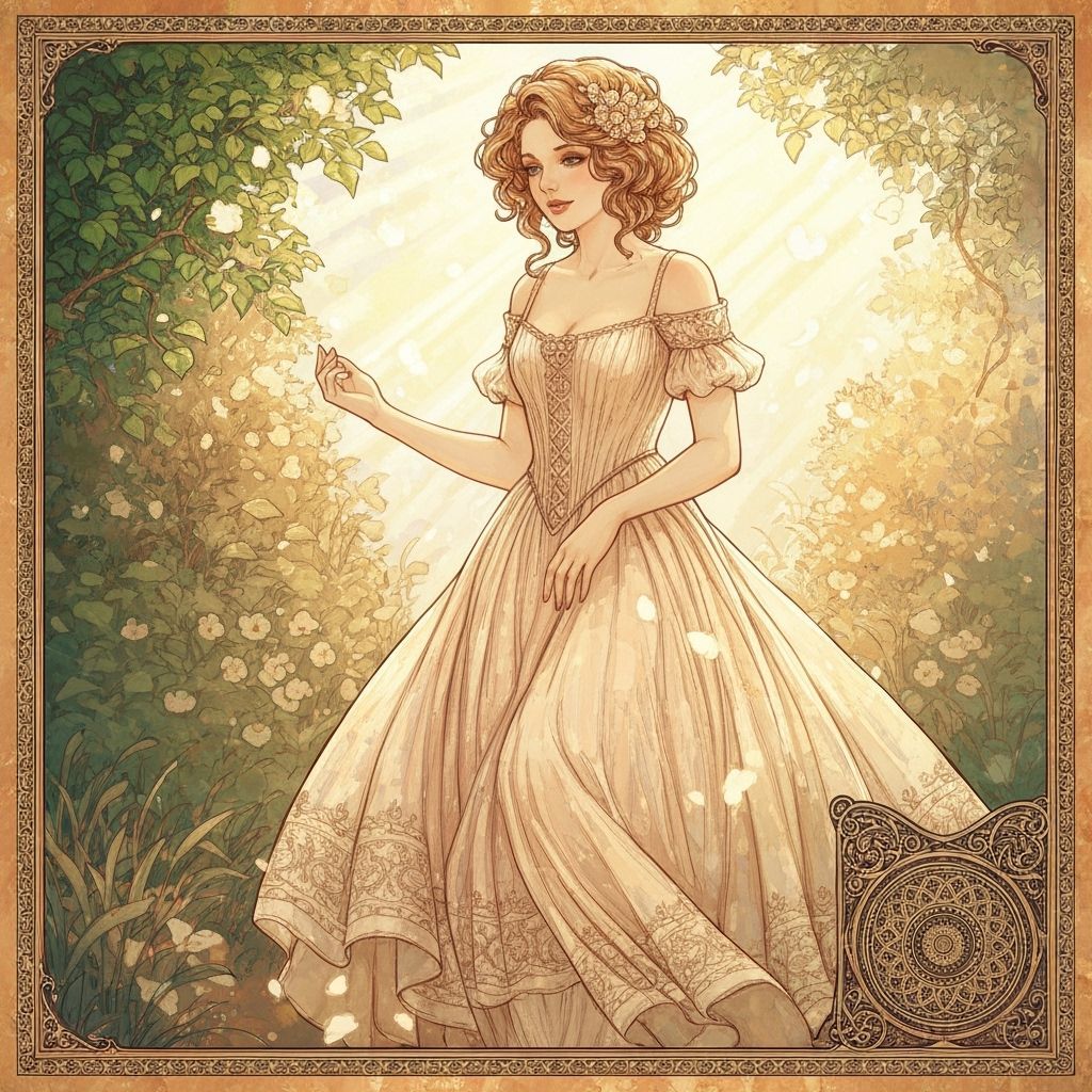Beautiful Woman in Flowing Dress, Art Nouveau Style