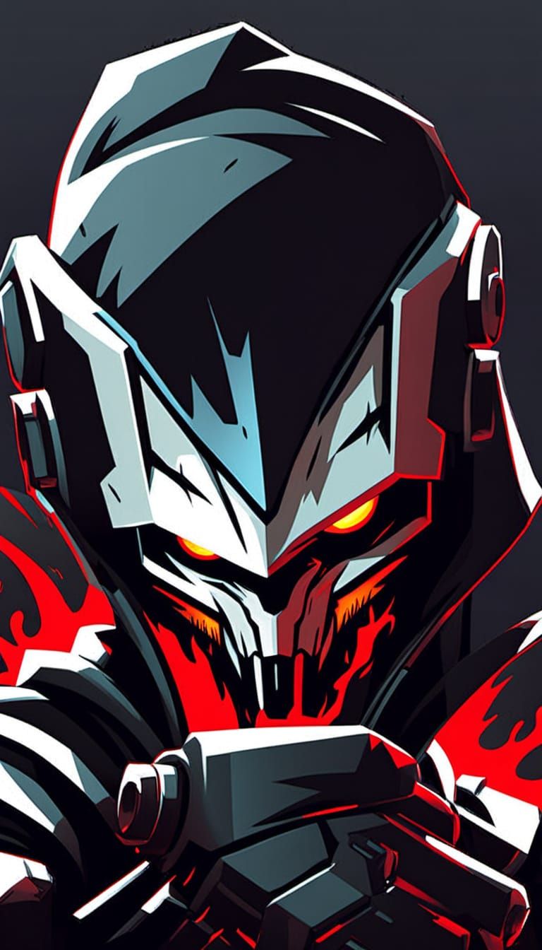 Cyberpunk Robot Hand Gripping Flaming Game Controller