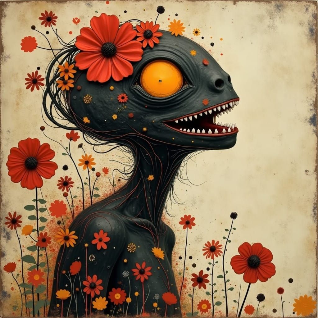 Cosmic Florals in Neon Hues