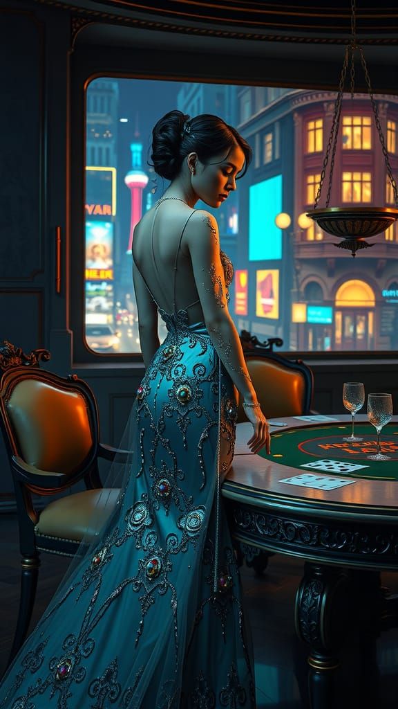 Cyberpunk Aristocrat Lost in Thought