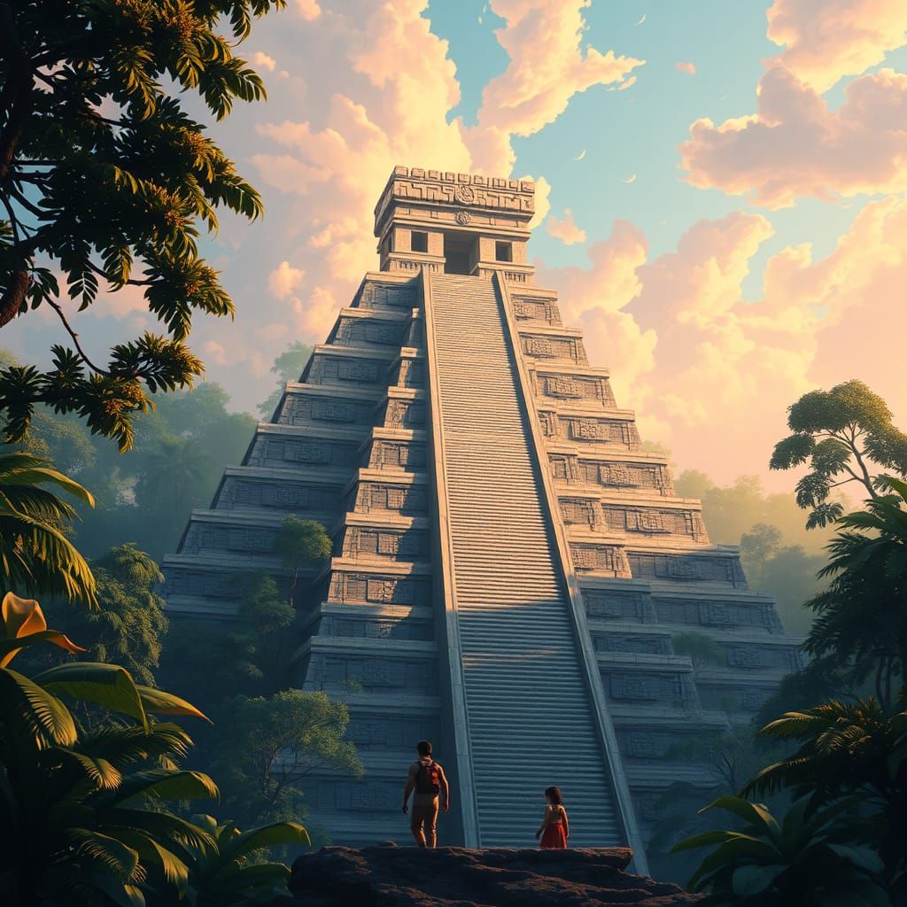 Mesoamerican Temple Pyramid: A Fusion of Aztec and Maya Arch...