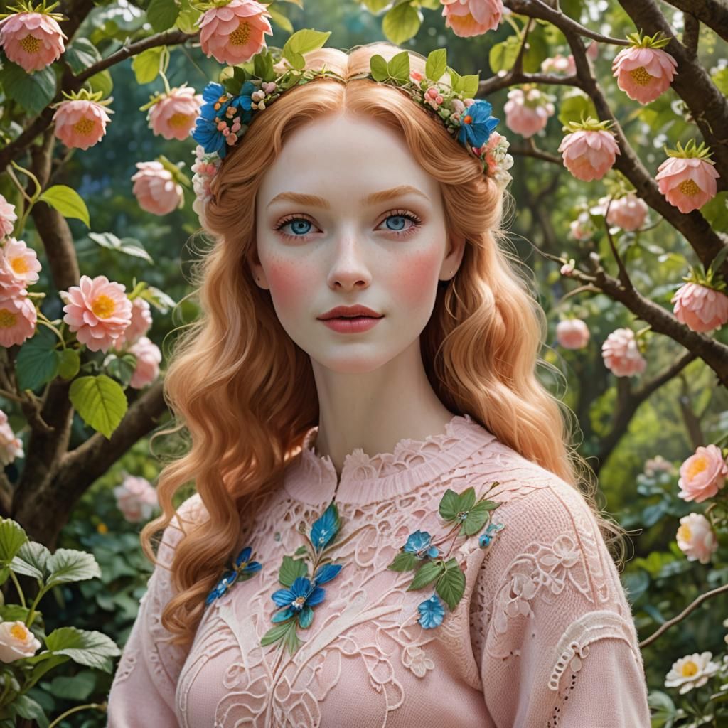 Whimsical Fantasy Maiden in Enchanted Garden