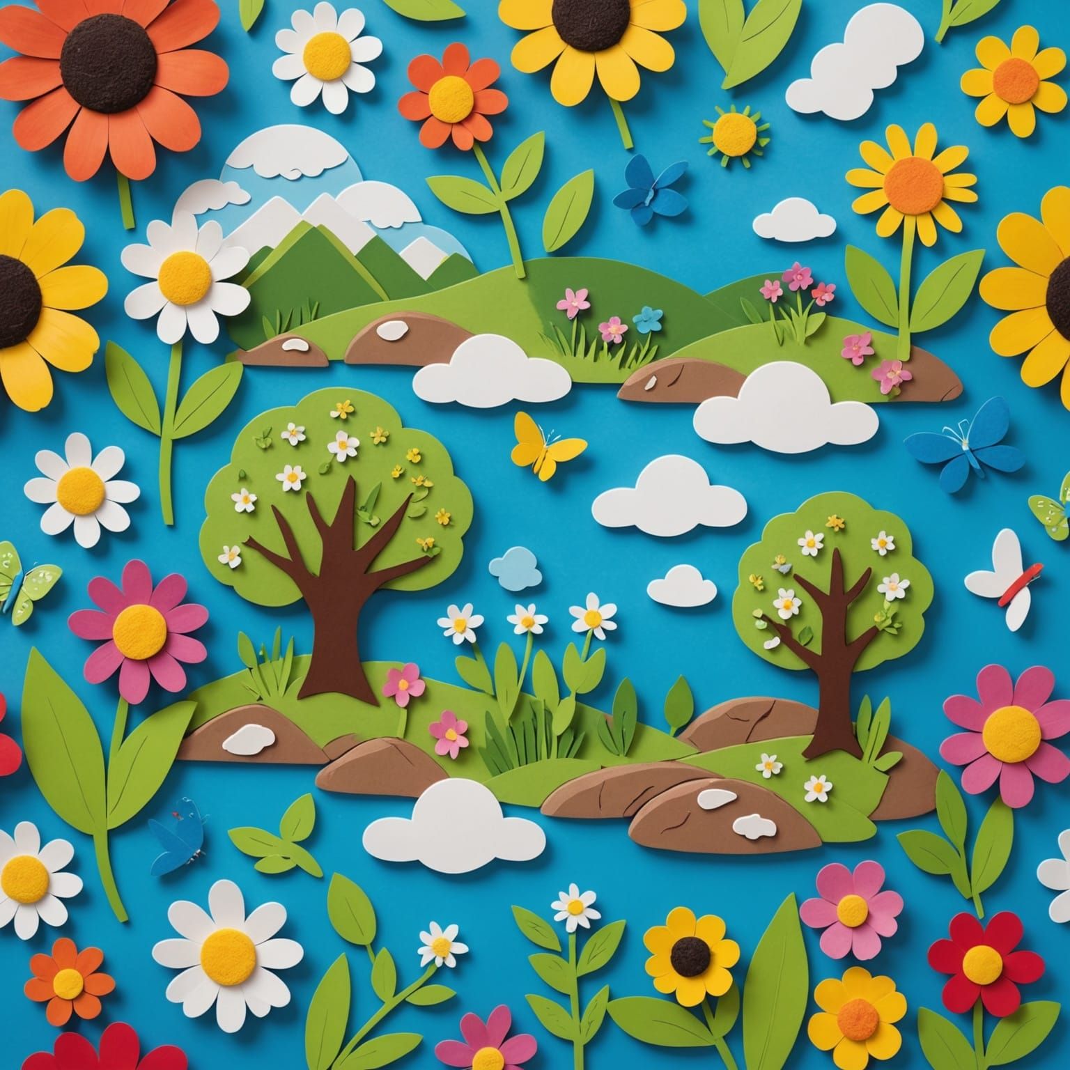 Spring Awakening: Bright Skies and Blooming Flowers