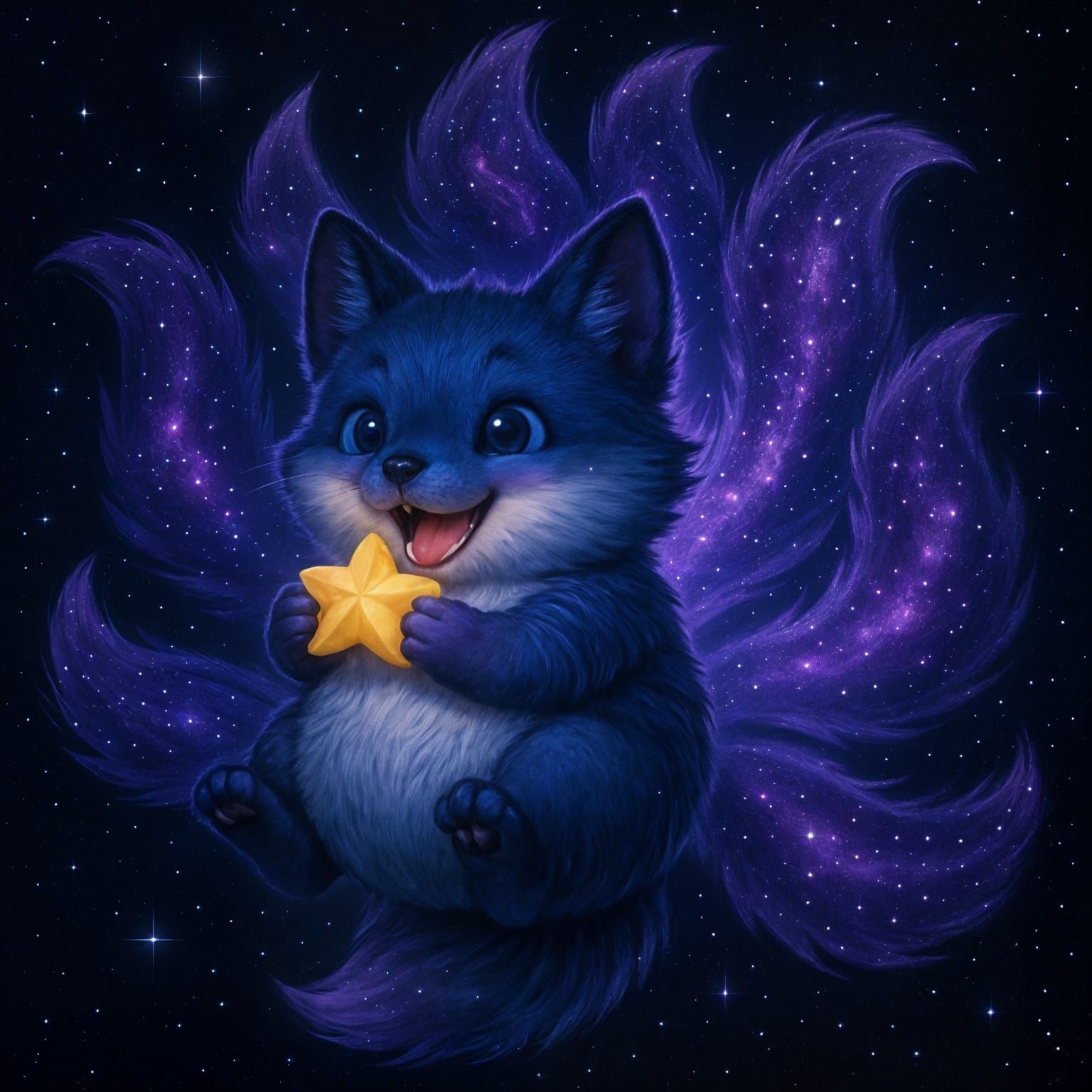 Cosmic Fox Floats While Eating a Star