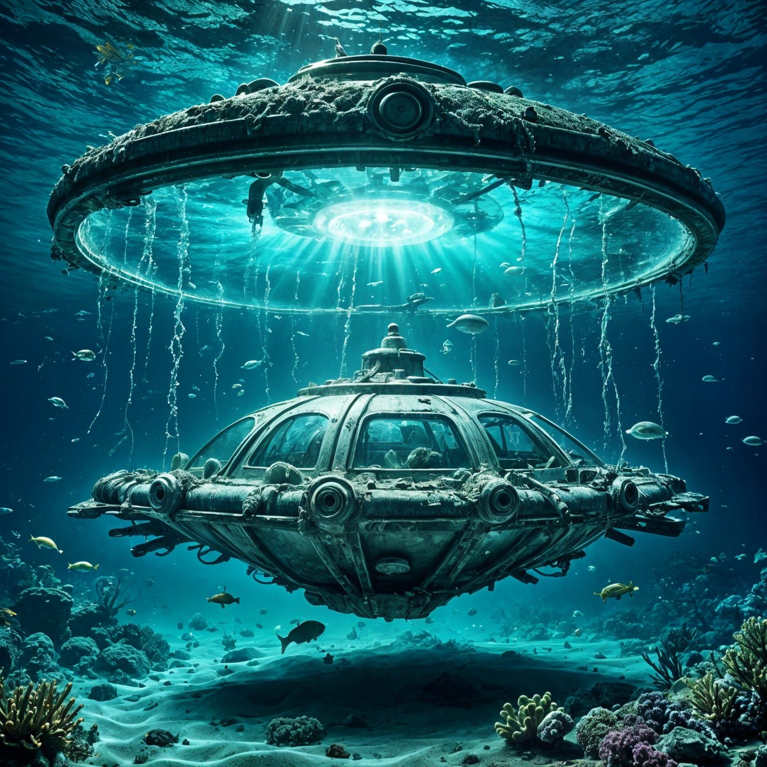 Crashed 60s UFO Underwater at Night