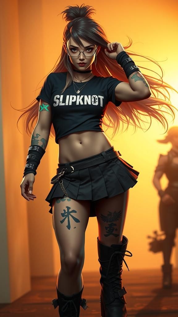 Muscular Warrior in Pleated Skirt, Hyper-Realistic Concept A...