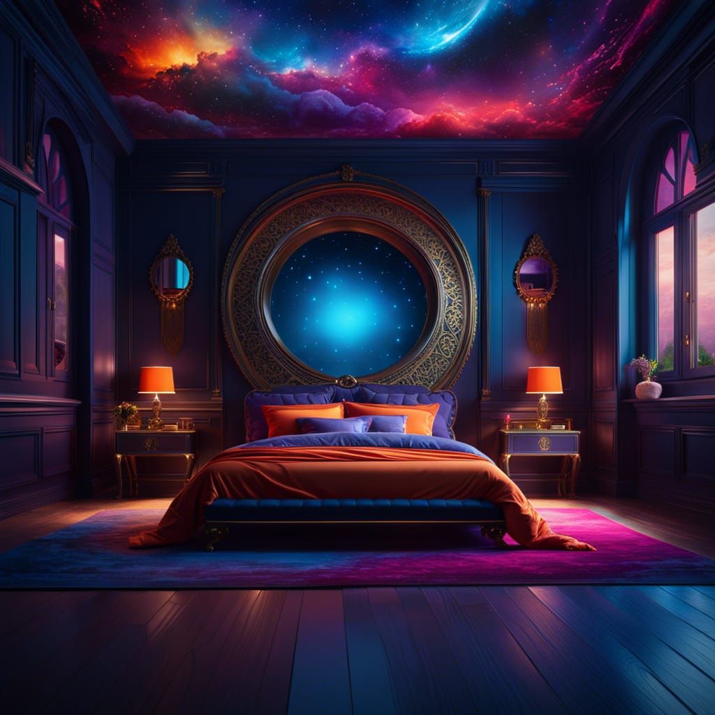 Dreamy Hyperrealistic Bedroom in Detailed Matte Painting