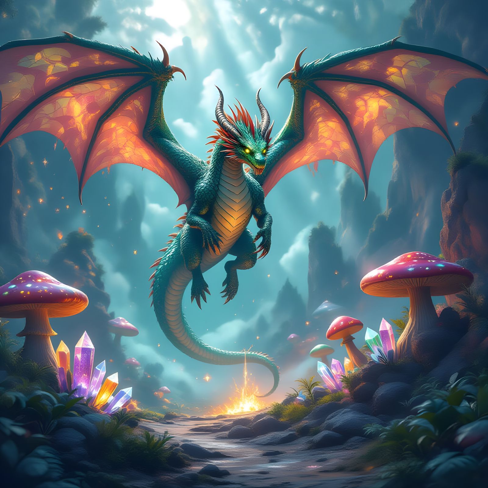 Ancient Dragon Soars Over Magical Valley