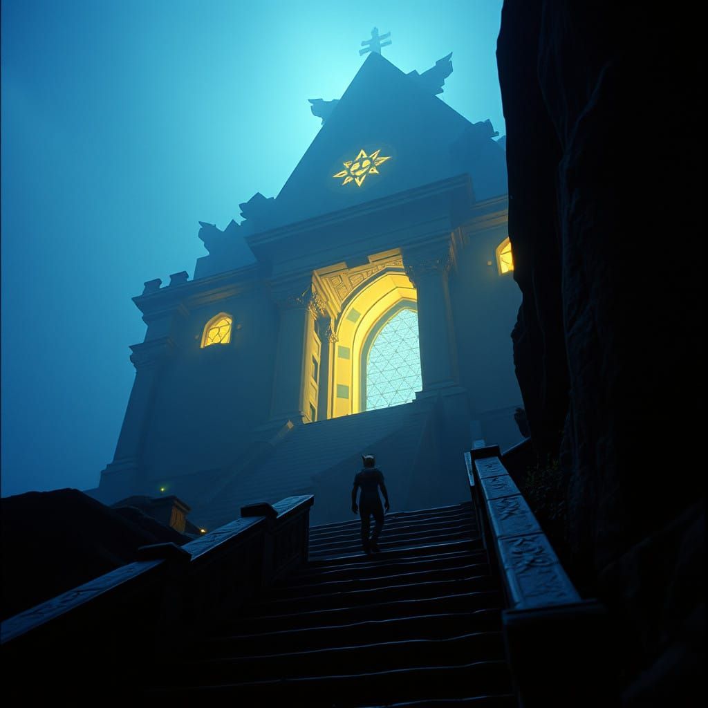 Epic Temple of Time in Cinematic Film Still Style