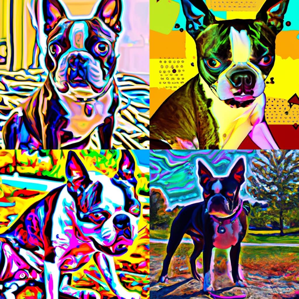 Detailed Boston Terrier in Hypermodern Photorealistic Style