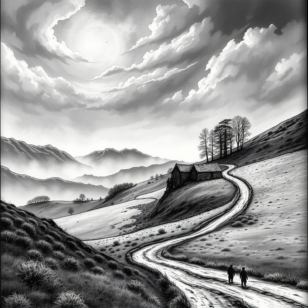 Medieval/Fantasy Road /hill landscape