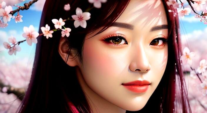 Heavenly Cherry Blossoms in Detailed Oil Painting