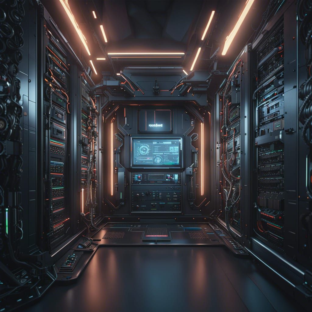 Futuristic Datacenter with Cybernetic Tape in 8K