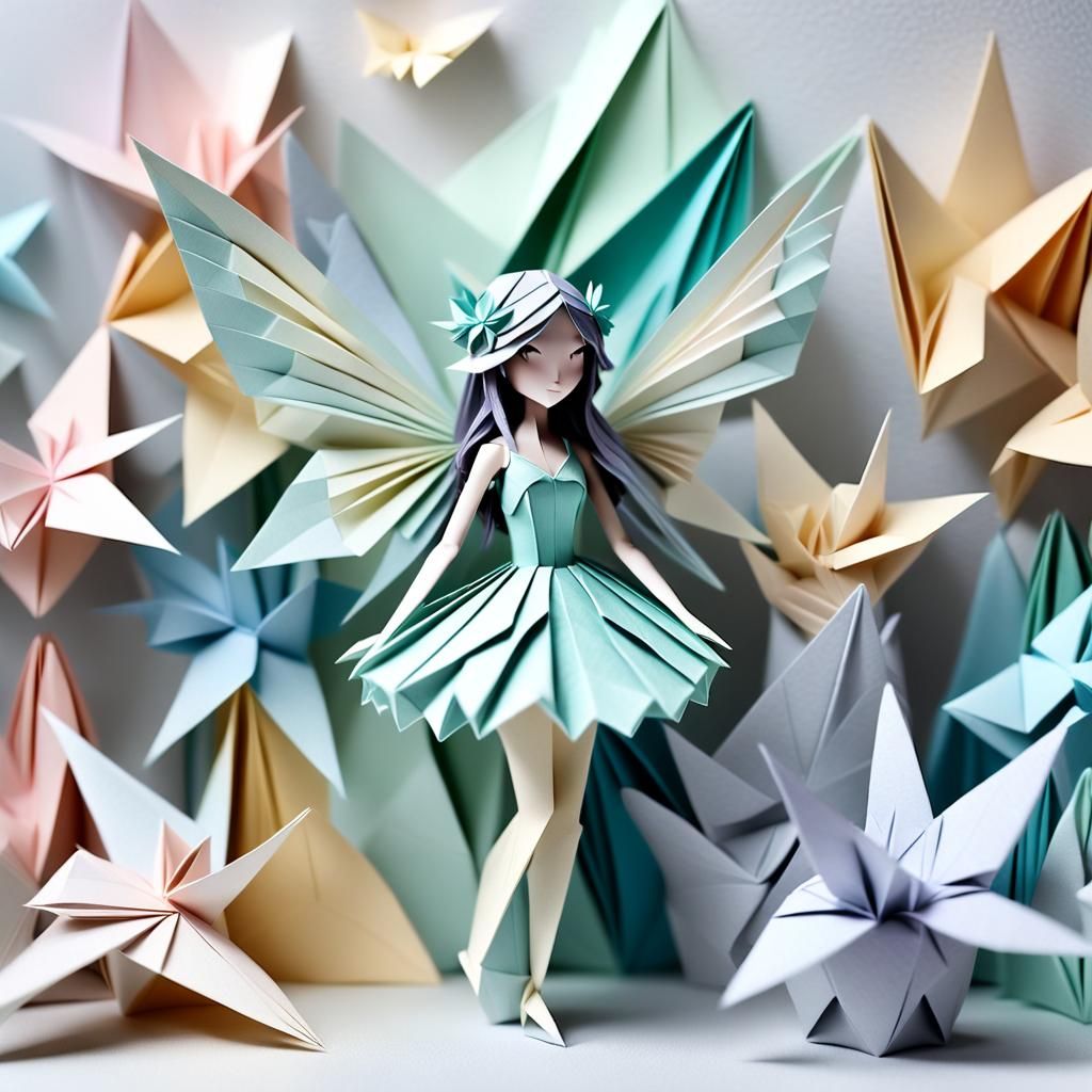 Origami Fairy Papercraft in Studio Lighting
