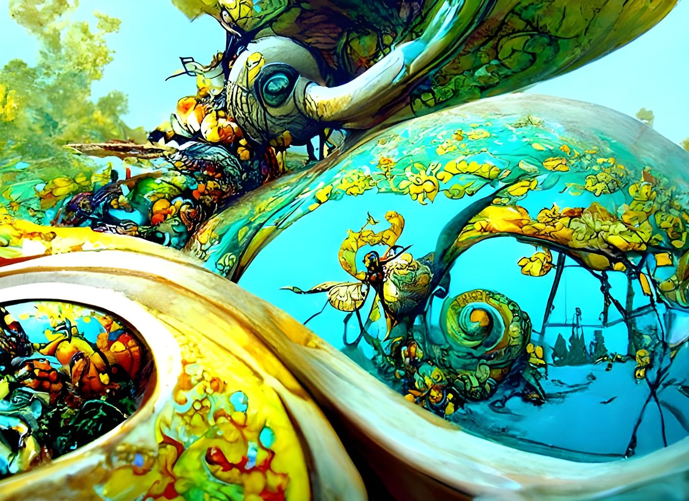 Steampunk Snail Treehouse in a Fairy World