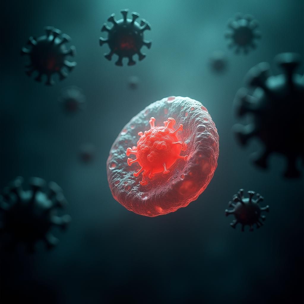 HIV Viruses Attack Human Cell in Film Aesthetic