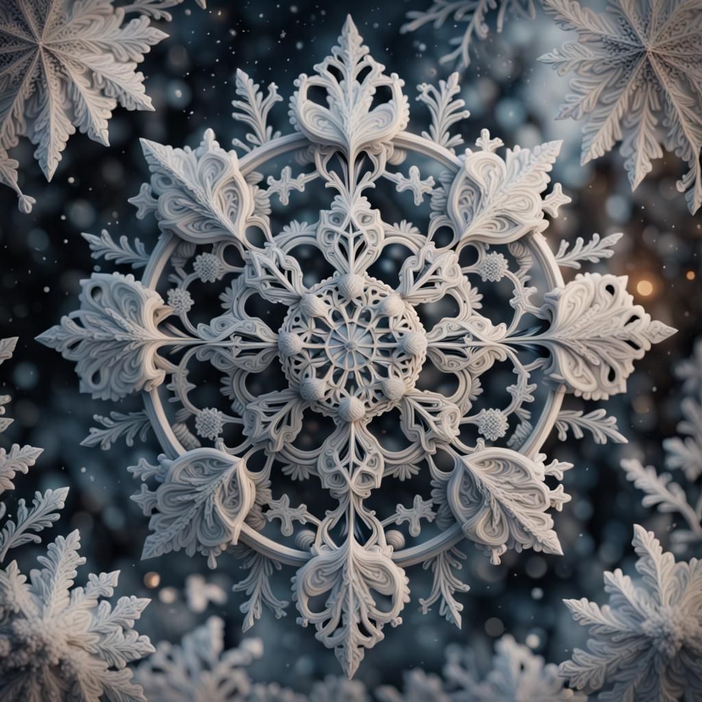 Intricate Snowflake in Ethereal 8k Resolution