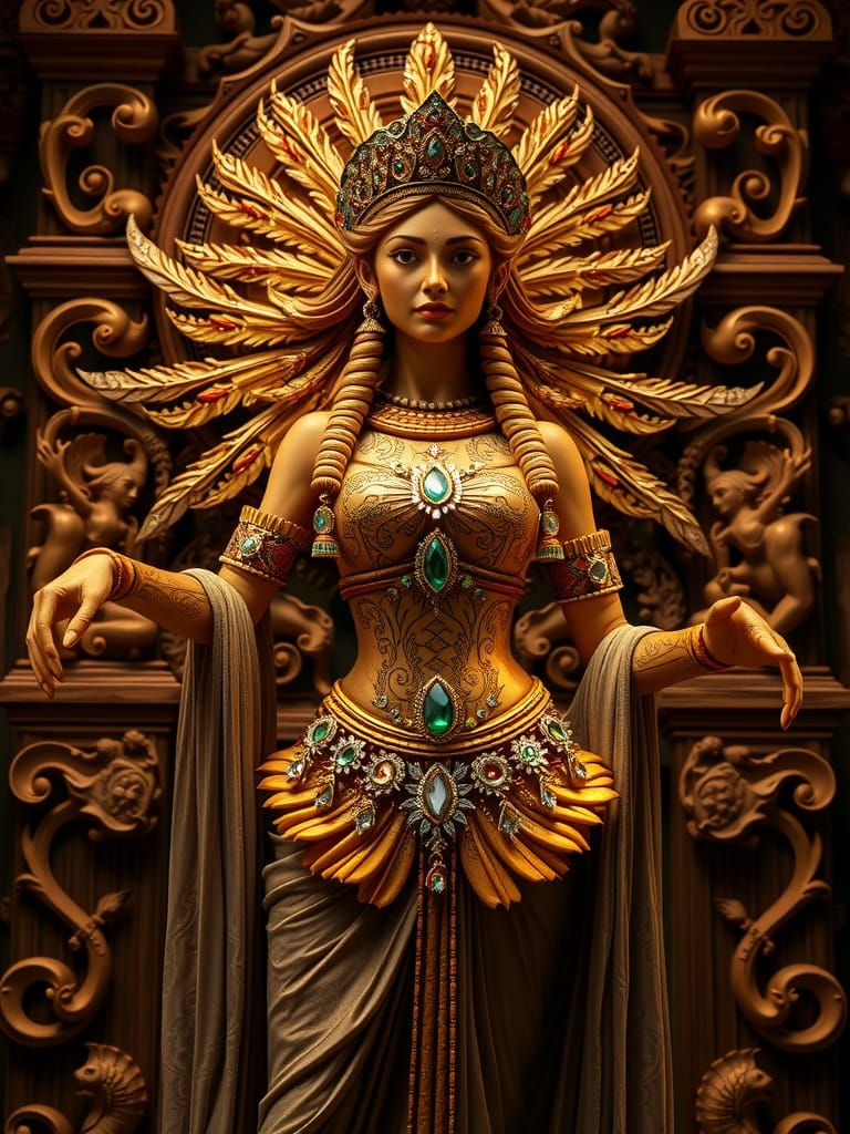 Baroque Goddess of Abundance in Opulent Attire