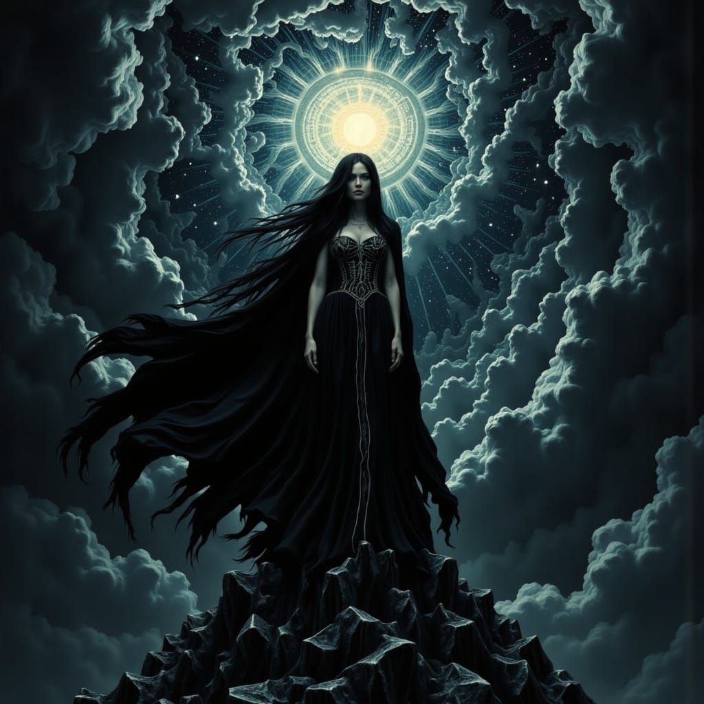 Nyx Goddess of the Night in Midnight Sky