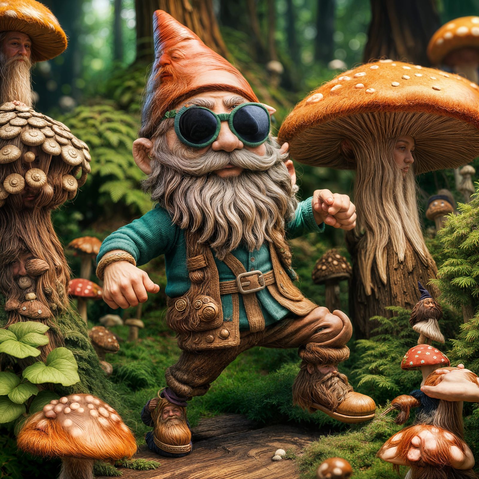 Realistic Gnome Hippie in Real Life Scene