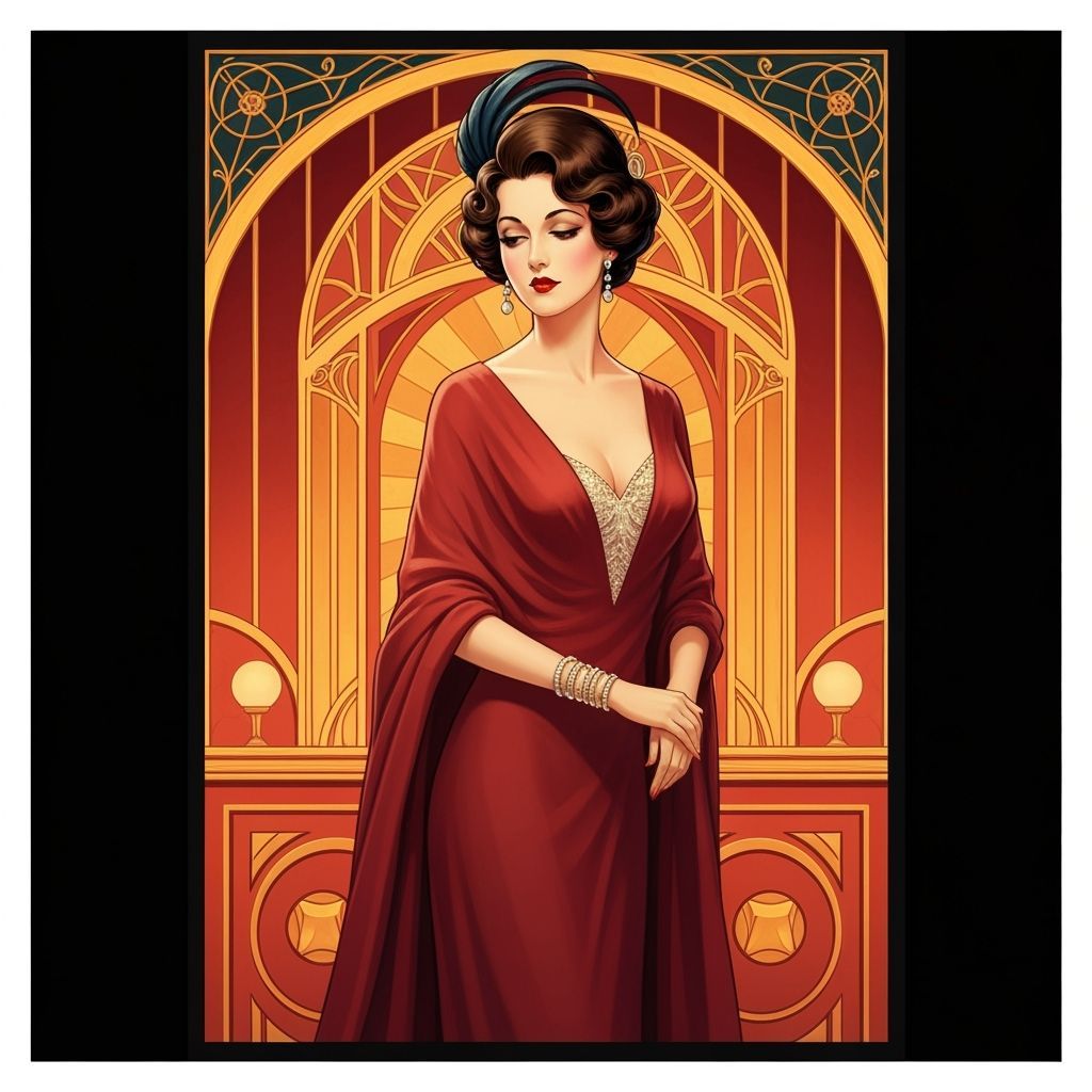 Elegant 1900s Lady in Art Deco Club