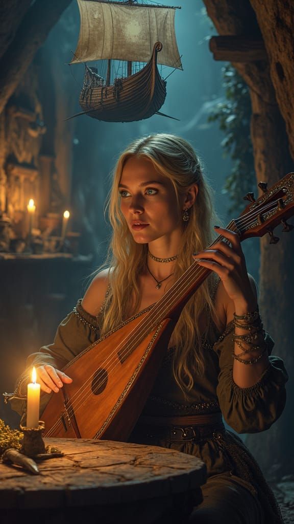 Medieval Bard Weaves Enchanting Illusion with Lute