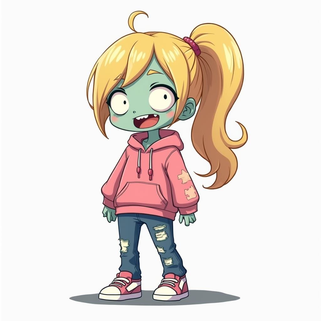 Chibi Zombie Girl in Pastel Colors