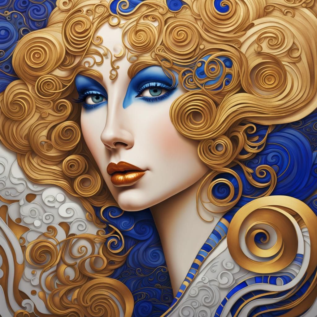 Art Deco Woman with Golden Jewelry