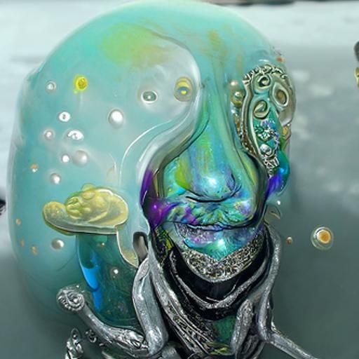 Cosmic Squidward Illustration in Pablo Amaringo Style