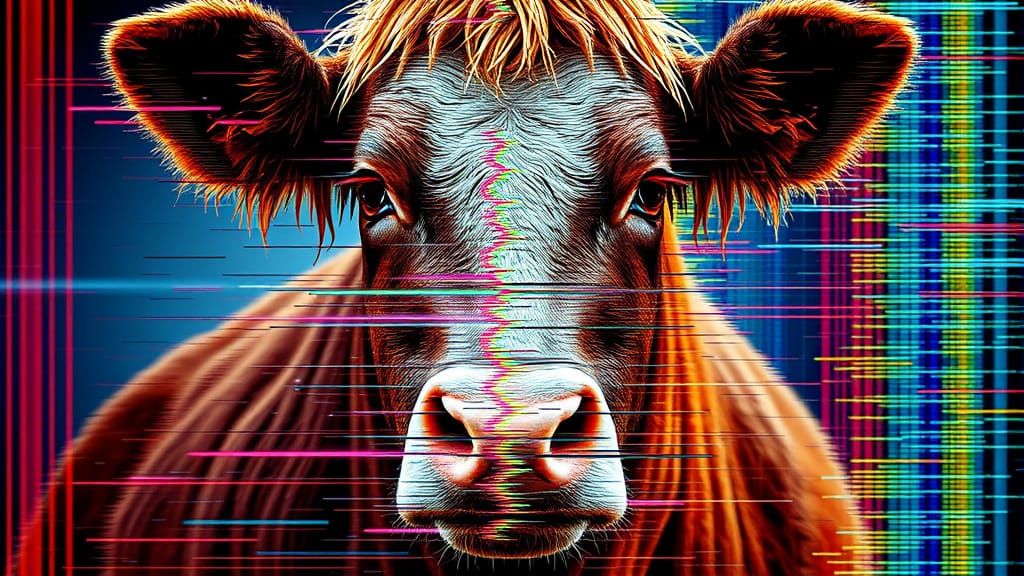 Surreal Glitch Art Portrait of Distorted Barn