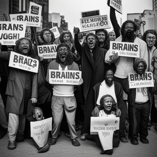 Zombie Protest: A Black and White Photo