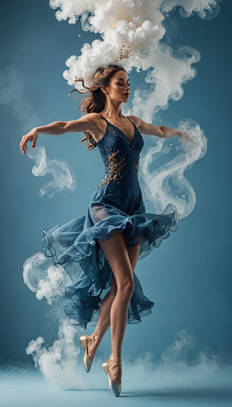 Coffee Cup Dancer in Blue Hues