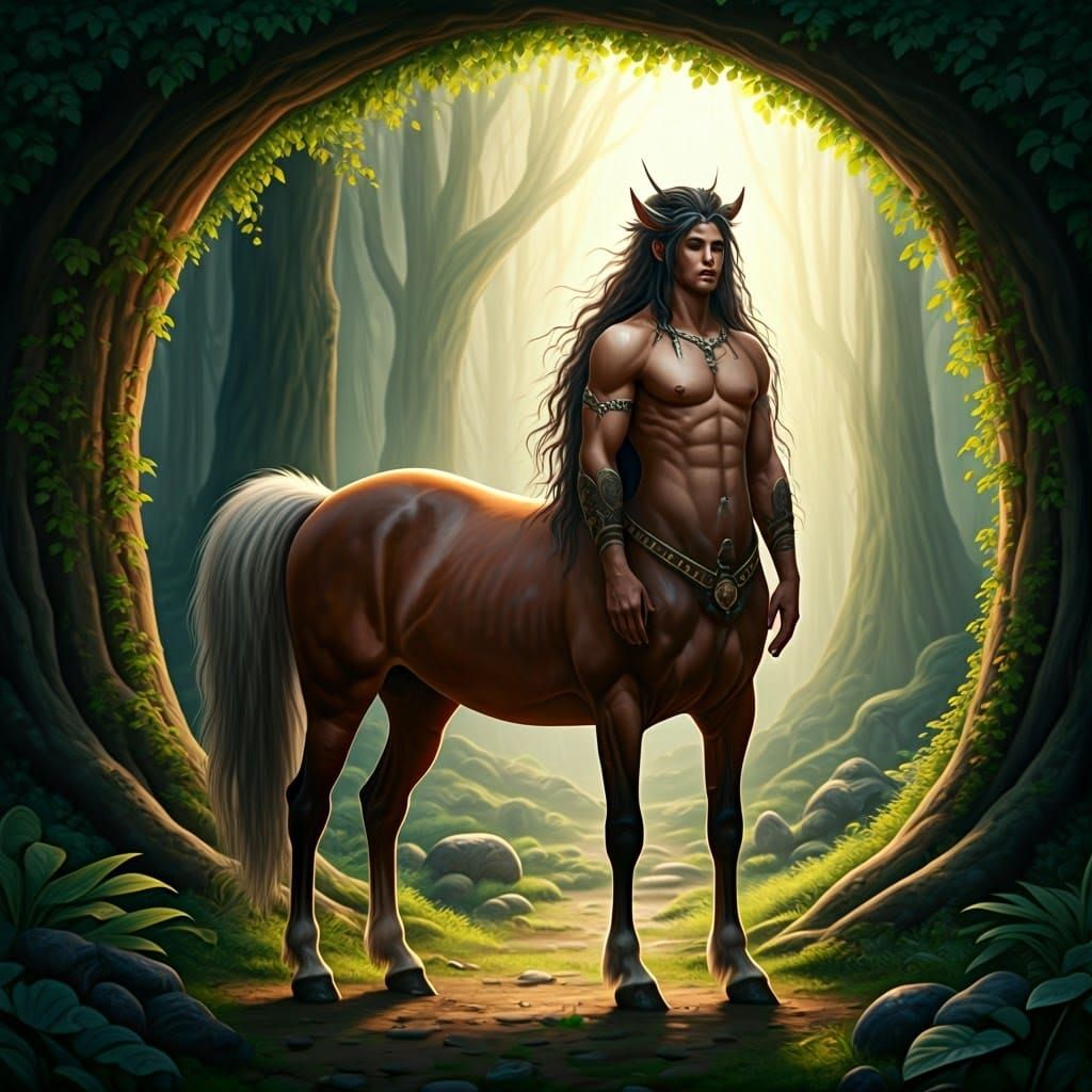 Centaur in Beautifully Lit Forest