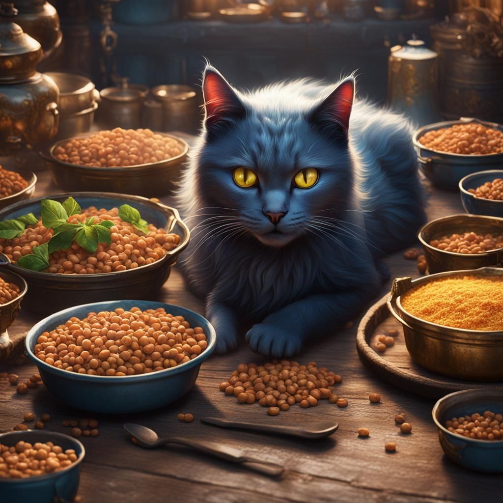 Detailed Matte Painting of Cat Food in 8K